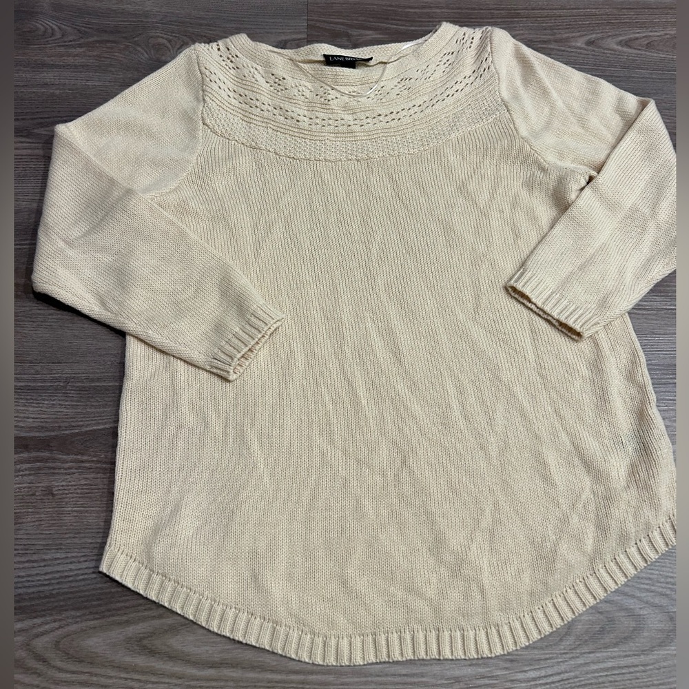Lane Bryant Cream Crew Neck Sweater with Ribbed Collar Size 14/16